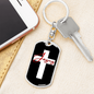 Jesus White Cross Keychain Stainless Steel or 18k Gold Dog Tag Keyring-Express Your Love Gifts