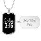 John 3:16 Christian Necklace Stainless Steel or 18k Gold Dog Tag 24-Express Your Love Gifts