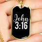 John 3:16 Christian Necklace Stainless Steel or 18k Gold Dog Tag 24-Express Your Love Gifts