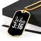 John 3:16 Christian Necklace Stainless Steel or 18k Gold Dog Tag 24-Express Your Love Gifts