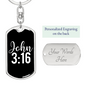 John 3:16 Keychain Stainless Steel or 18k Gold Dog Tag Keyring-Express Your Love Gifts