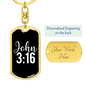 John 3:16 Keychain Stainless Steel or 18k Gold Dog Tag Keyring-Express Your Love Gifts