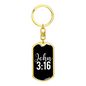John 3:16 Keychain Stainless Steel or 18k Gold Dog Tag Keyring-Express Your Love Gifts