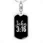 John 3:16 Keychain Stainless Steel or 18k Gold Dog Tag Keyring-Express Your Love Gifts