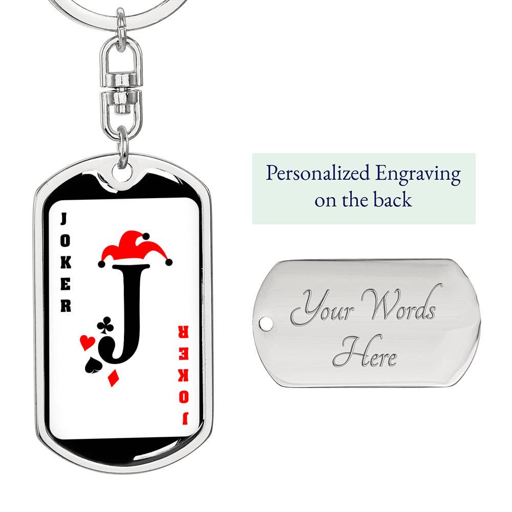 Joker Card Keychain Dog Tag Stainless Steel or 18k Gold-Express Your Love Gifts