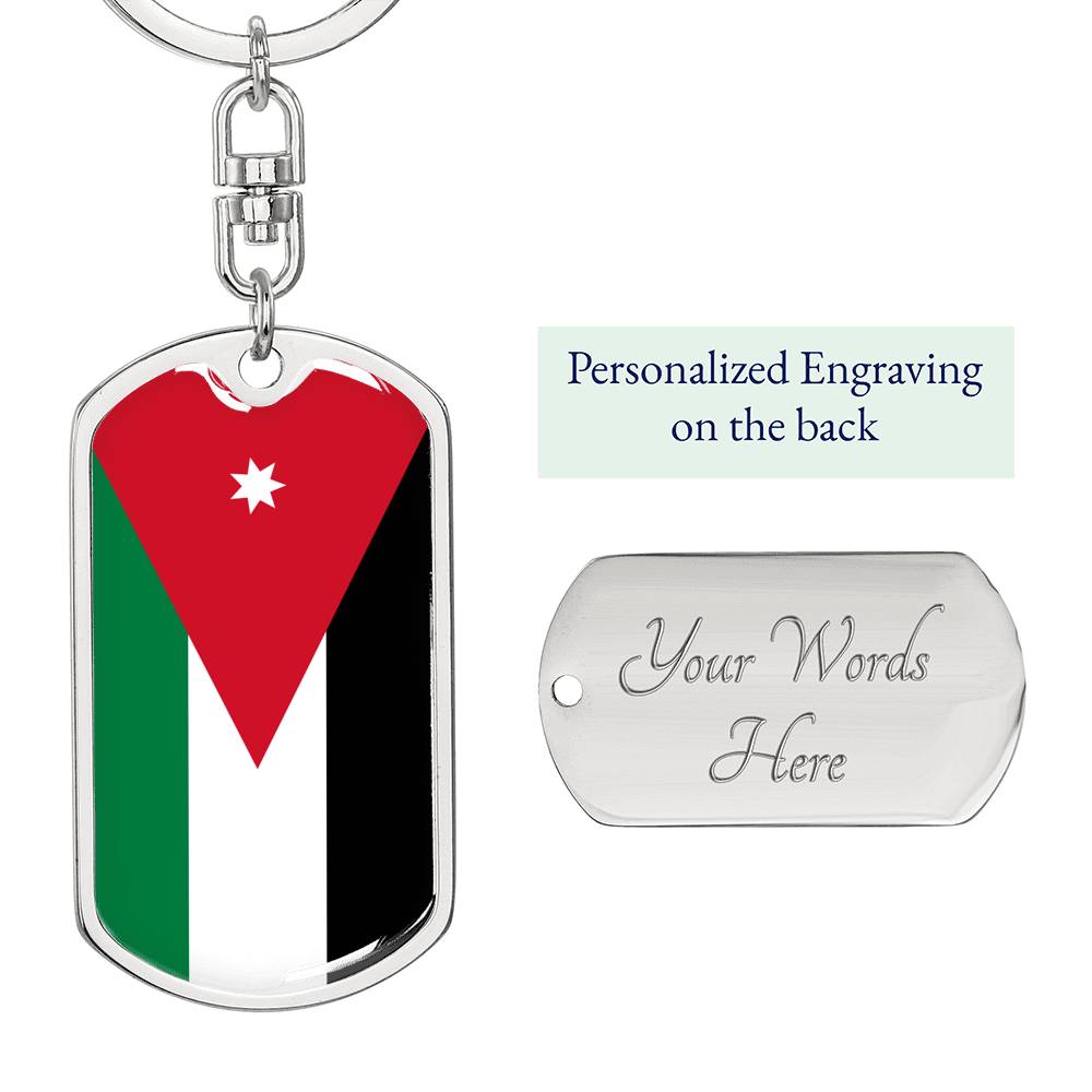 Jordan Flag Keychain Dog Tag Stainless Steel or 18k Gold-Express Your Love Gifts