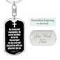 Joshua 1:9 Be Strong Keychain Stainless Steel or 18k Gold Dog Tag Keyring-Express Your Love Gifts
