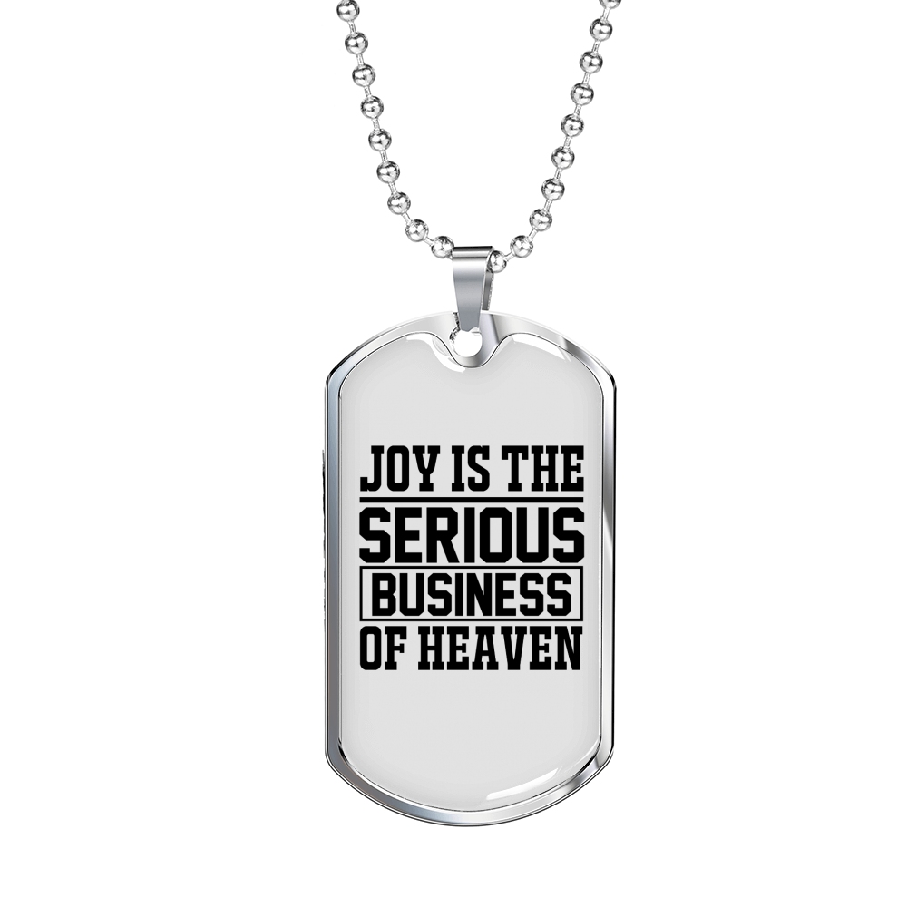 Joy Business Of Heaven Christian Necklace Stainless Steel or 18k Gold Dog Tag 24" Chain-Express Your Love Gifts