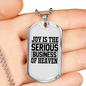 Joy Business Of Heaven Christian Necklace Stainless Steel or 18k Gold Dog Tag 24" Chain-Express Your Love Gifts