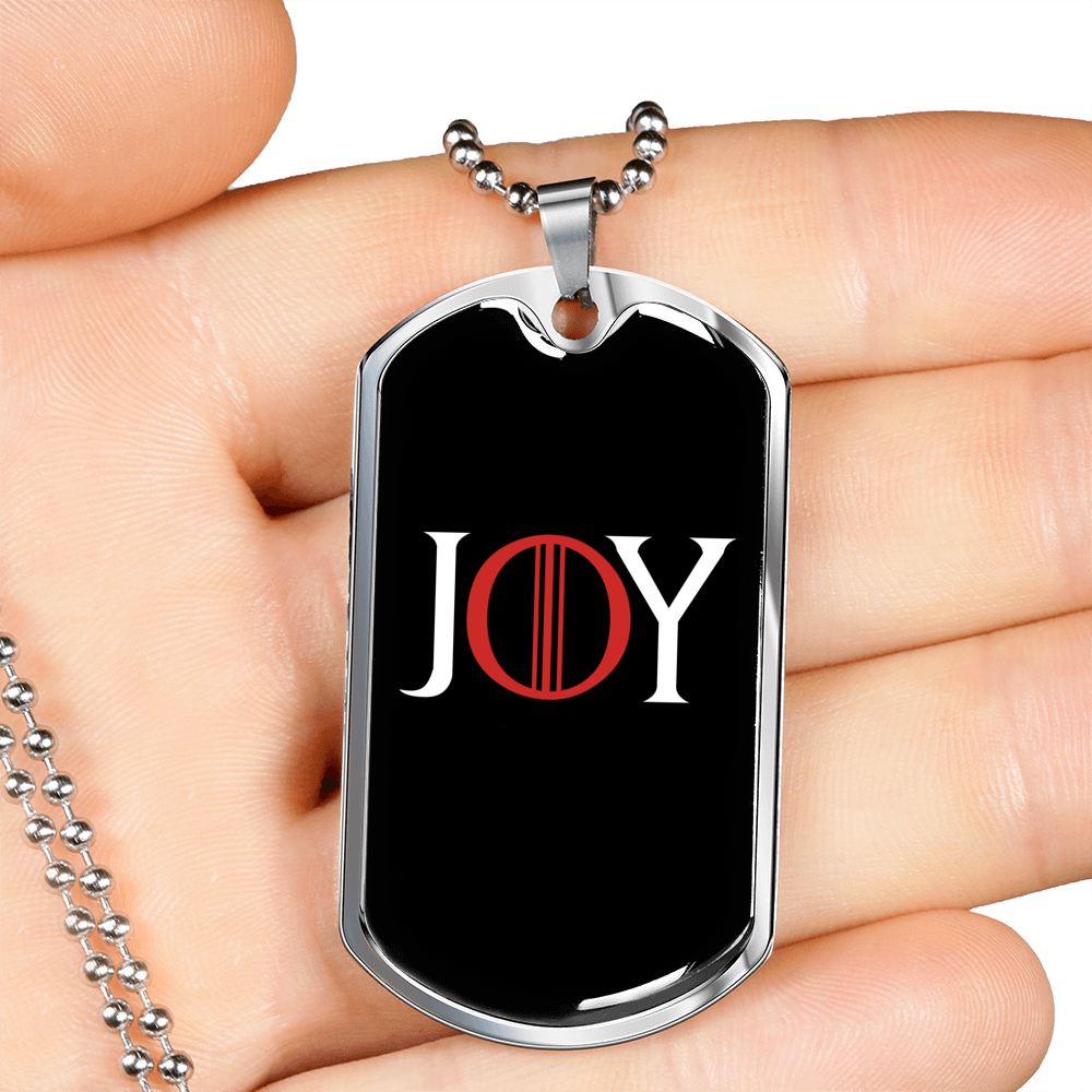 Joy Christian Necklace Stainless Steel or 18k Gold Dog Tag 24" Chain-Express Your Love Gifts