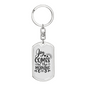 Joy Comes Keychain Stainless Steel or 18k Gold Dog Tag Keyring-Express Your Love Gifts