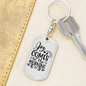 Joy Comes Keychain Stainless Steel or 18k Gold Dog Tag Keyring-Express Your Love Gifts