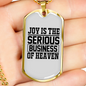 Joy Is The Serious Business Christian Necklace Stainless Steel or 18k Gold Dog Tag 24" Chain-Express Your Love Gifts