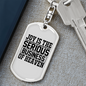 Joy Is The Serious Business Keychain Stainless Steel or 18k Gold Dog Tag Keyring-Express Your Love Gifts