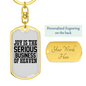 Joy Is The Serious Business Keychain Stainless Steel or 18k Gold Dog Tag Keyring-Express Your Love Gifts