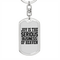 Joy Is The Serious Business Keychain Stainless Steel or 18k Gold Dog Tag Keyring-Express Your Love Gifts