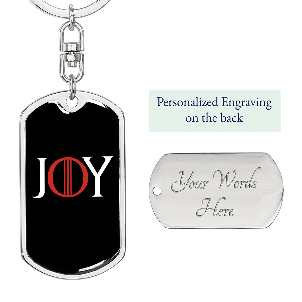 Joy Keychain Stainless Steel or 18k Gold Dog Tag Keyring-Express Your Love Gifts
