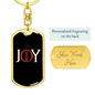 Joy Keychain Stainless Steel or 18k Gold Dog Tag Keyring-Express Your Love Gifts