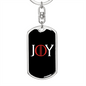Joy Keychain Stainless Steel or 18k Gold Dog Tag Keyring-Express Your Love Gifts