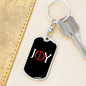 Joy Keychain Stainless Steel or 18k Gold Dog Tag Keyring-Express Your Love Gifts