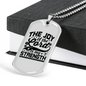 Joy Of Lord Black Christian Necklace Stainless Steel or 18k Gold Dog Tag 24" Chain-Express Your Love Gifts
