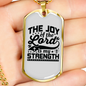 Joy Of Lord Black Christian Necklace Stainless Steel or 18k Gold Dog Tag 24" Chain-Express Your Love Gifts