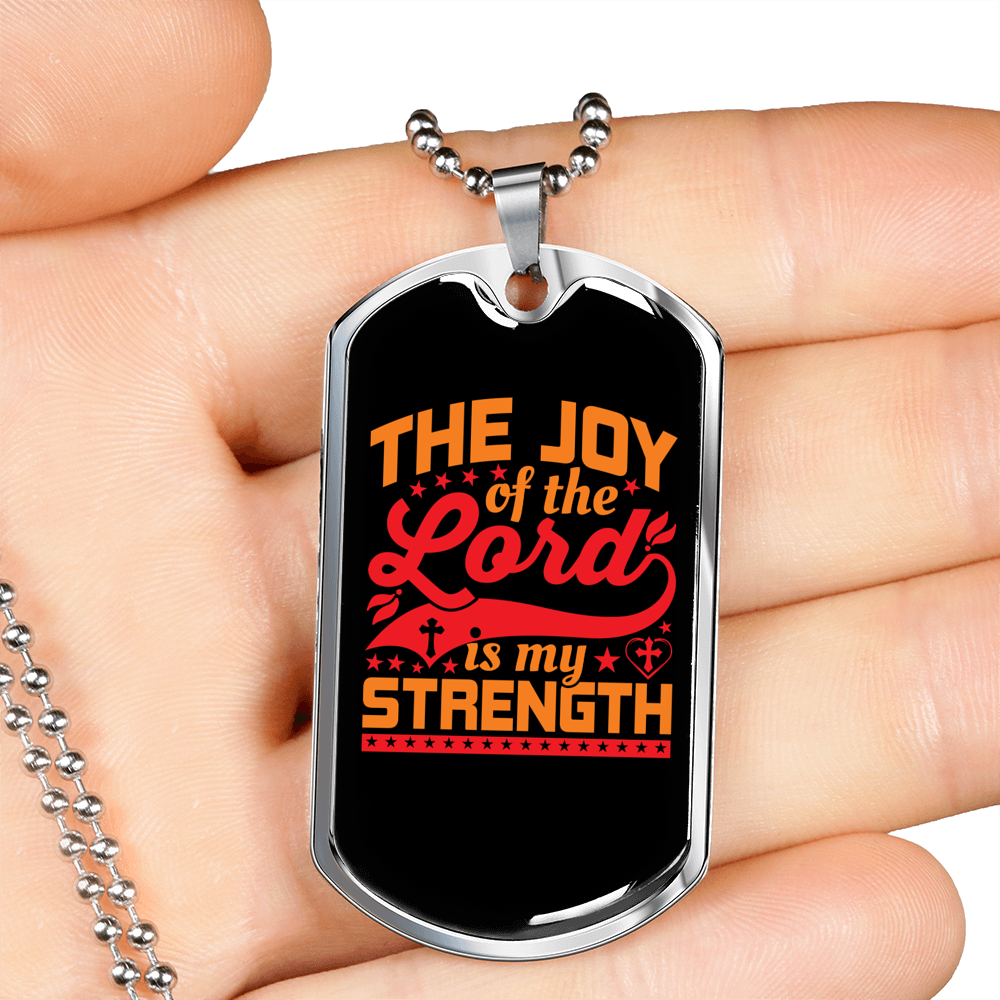 Joy Of Lord Golden Christian Necklace Stainless Steel or 18k Gold Dog Tag 24" Chain-Express Your Love Gifts