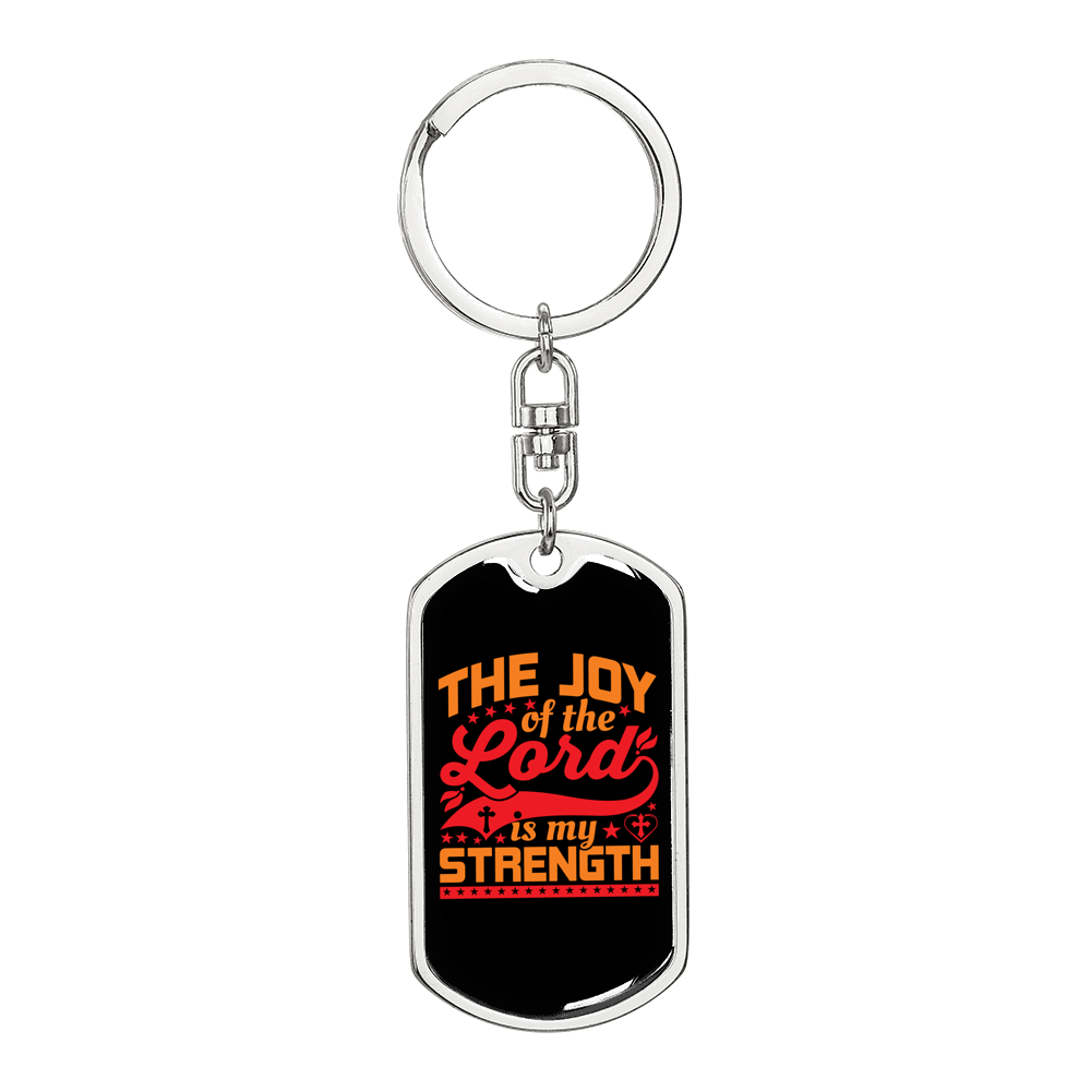 Joy Of The Lord Dark Keychain Stainless Steel or 18k Gold Dog Tag Keyring-Express Your Love Gifts
