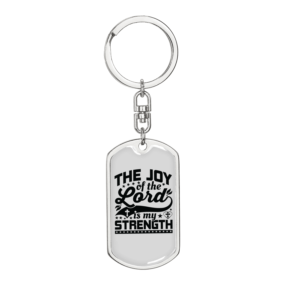 Joy Of The Lord Keychain Stainless Steel or 18k Gold Dog Tag Keyring-Express Your Love Gifts
