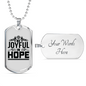 Joyful In Hope Christian Necklace Stainless Steel or 18k Gold Dog Tag 24" Chain-Express Your Love Gifts