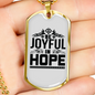Joyful In Hope Christian Necklace Stainless Steel or 18k Gold Dog Tag 24" Chain-Express Your Love Gifts