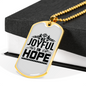 Joyful In Hope Christian Necklace Stainless Steel or 18k Gold Dog Tag 24" Chain-Express Your Love Gifts