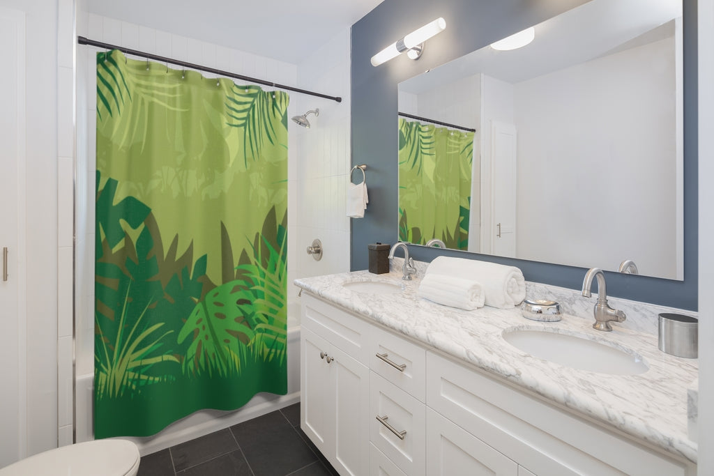 Jungle Leafs in Green Stylish Design 71" x 74" Elegant Waterproof Shower Curtain for a Spa-like Bathroom Paradise Exceptional Craftsmanship-Express Your Love Gifts