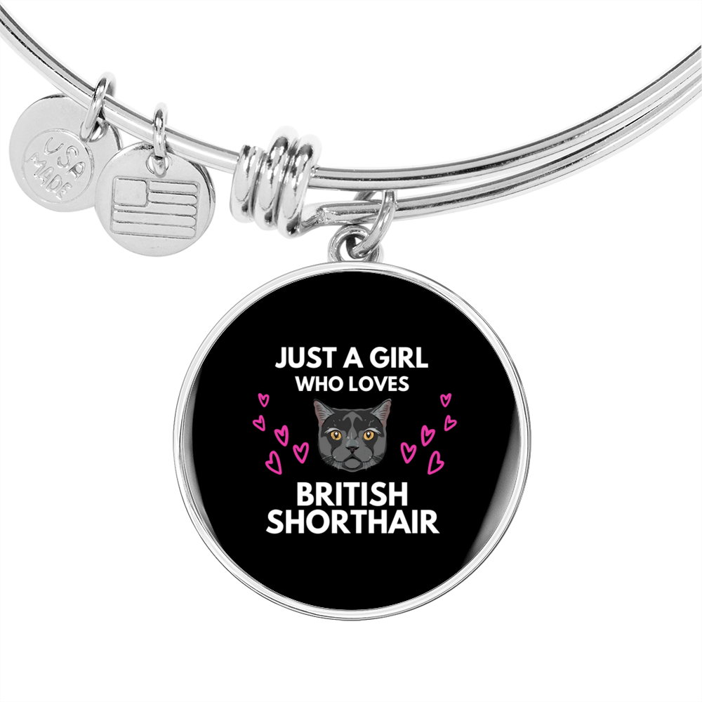 Just A Girl Cat Bracelet Stainless Steel or 18k Gold Circle Bangle-Express Your Love Gifts