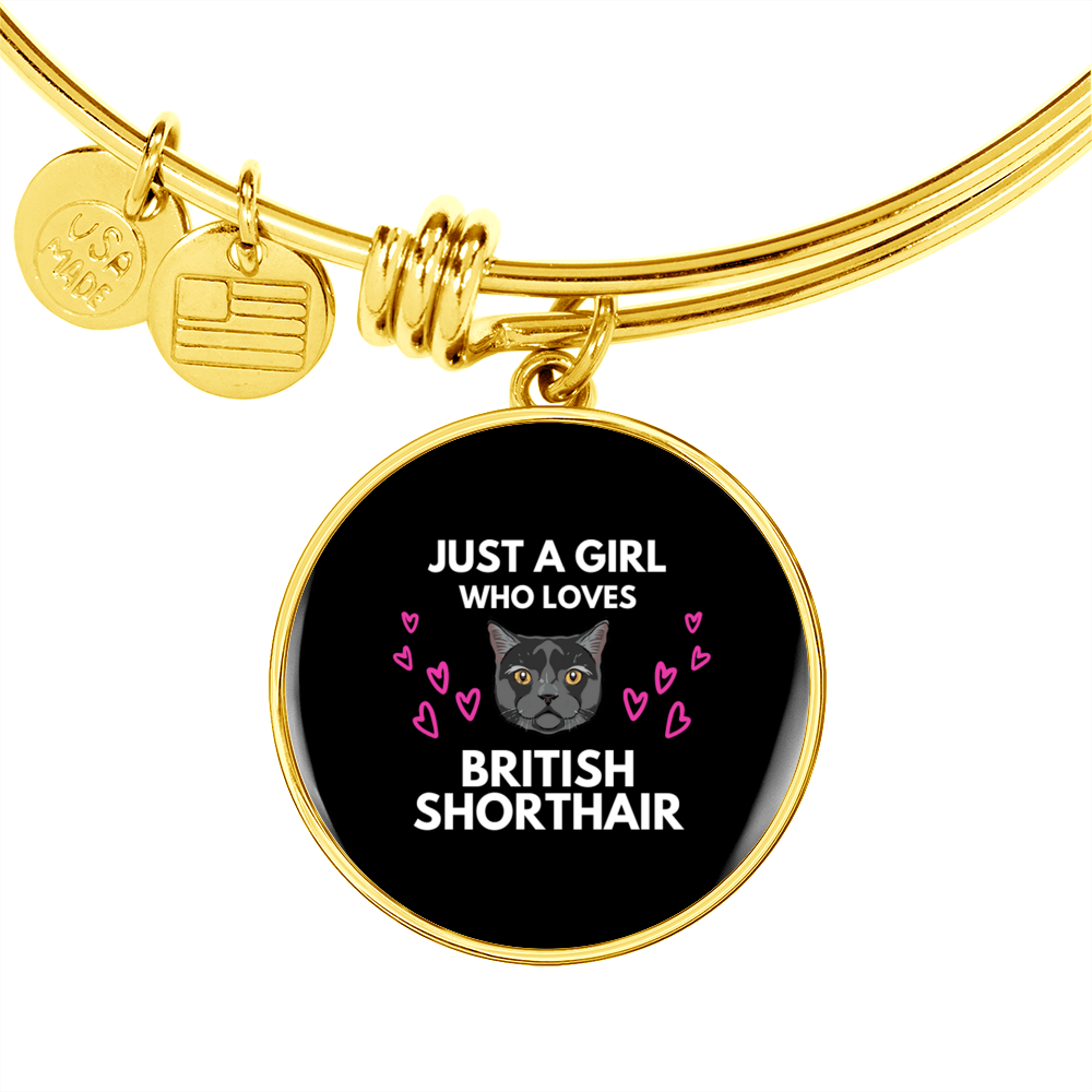 Just A Girl Cat Bracelet Stainless Steel or 18k Gold Circle Bangle-Express Your Love Gifts