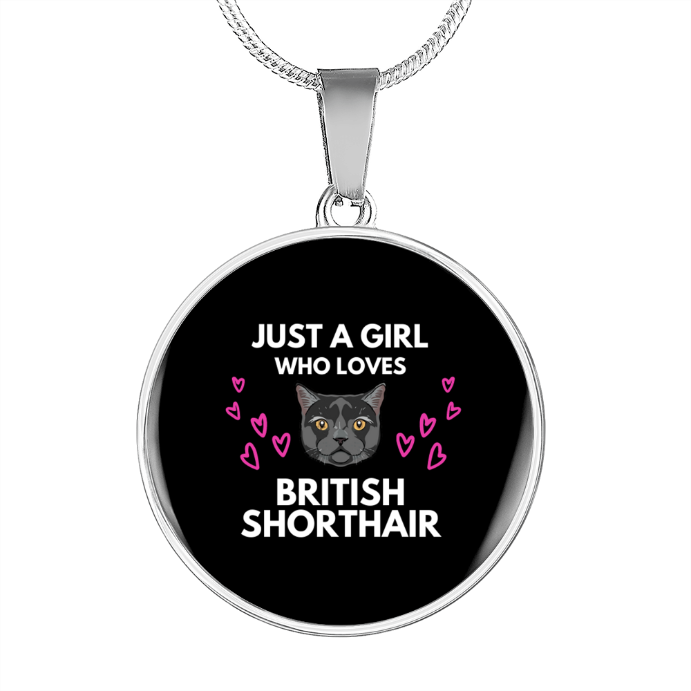 Just A Girl Cat Circle Necklace Stainless Steel or 18k Gold 18-22"-Express Your Love Gifts