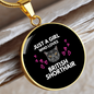 Just A Girl Cat Circle Necklace Stainless Steel or 18k Gold 18-22"-Express Your Love Gifts