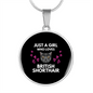 Just A Girl Cat Circle Necklace Stainless Steel or 18k Gold 18-22"-Express Your Love Gifts