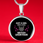 Just A Girl Cat Circle Necklace Stainless Steel or 18k Gold 18-22"-Express Your Love Gifts