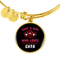 Just A Girl Hearts Cat Bracelet Stainless Steel or 18k Gold Circle Bangle-Express Your Love Gifts