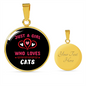 Just A Girl Hearts Cat Circle Necklace Stainless Steel or 18k Gold 18-22"-Express Your Love Gifts