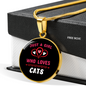 Just A Girl Hearts Cat Circle Necklace Stainless Steel or 18k Gold 18-22"-Express Your Love Gifts