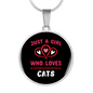 Just A Girl Hearts Cat Circle Necklace Stainless Steel or 18k Gold 18-22"-Express Your Love Gifts