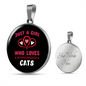 Just A Girl Hearts Cat Circle Necklace Stainless Steel or 18k Gold 18-22"-Express Your Love Gifts