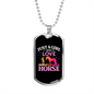 Just a Girl Horse Necklace Stainless Steel or 18k Gold Dog Tag 24" Chain-Express Your Love Gifts