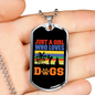 JUST A GIRL WHO LOVES ANOTHER DESIGN Necklace Stainless Steel or 18k Gold Dog Tag 24" Chain-Express Your Love Gifts