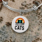 Just A Girl Who Loves Cats Bracelet Stainless Steel or 18k Gold Circle Bangle-Express Your Love Gifts