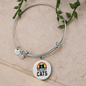 Just A Girl Who Loves Cats Bracelet Stainless Steel or 18k Gold Circle Bangle-Express Your Love Gifts