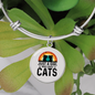 Just A Girl Who Loves Cats Bracelet Stainless Steel or 18k Gold Circle Bangle-Express Your Love Gifts