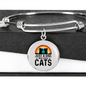 Just A Girl Who Loves Cats Bracelet Stainless Steel or 18k Gold Circle Bangle-Express Your Love Gifts